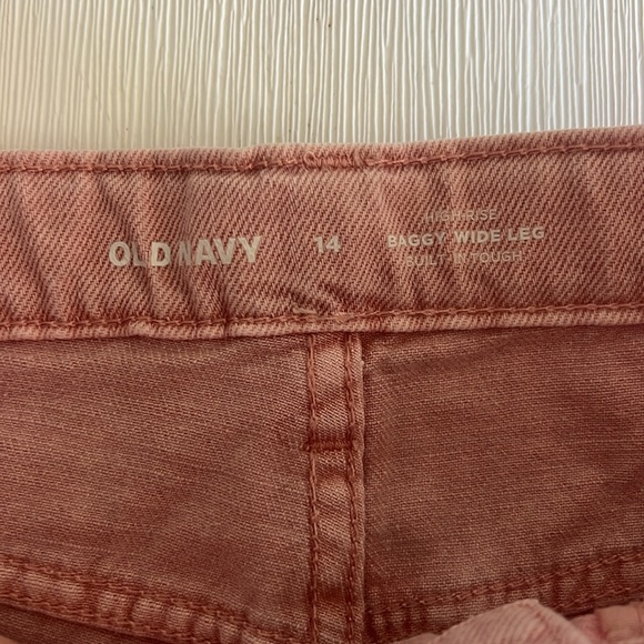 Old Navy Soft Pink High Rise Baggy Wide Leg Jeans - Girls/Teen Size 14 - Picture 4 of 6